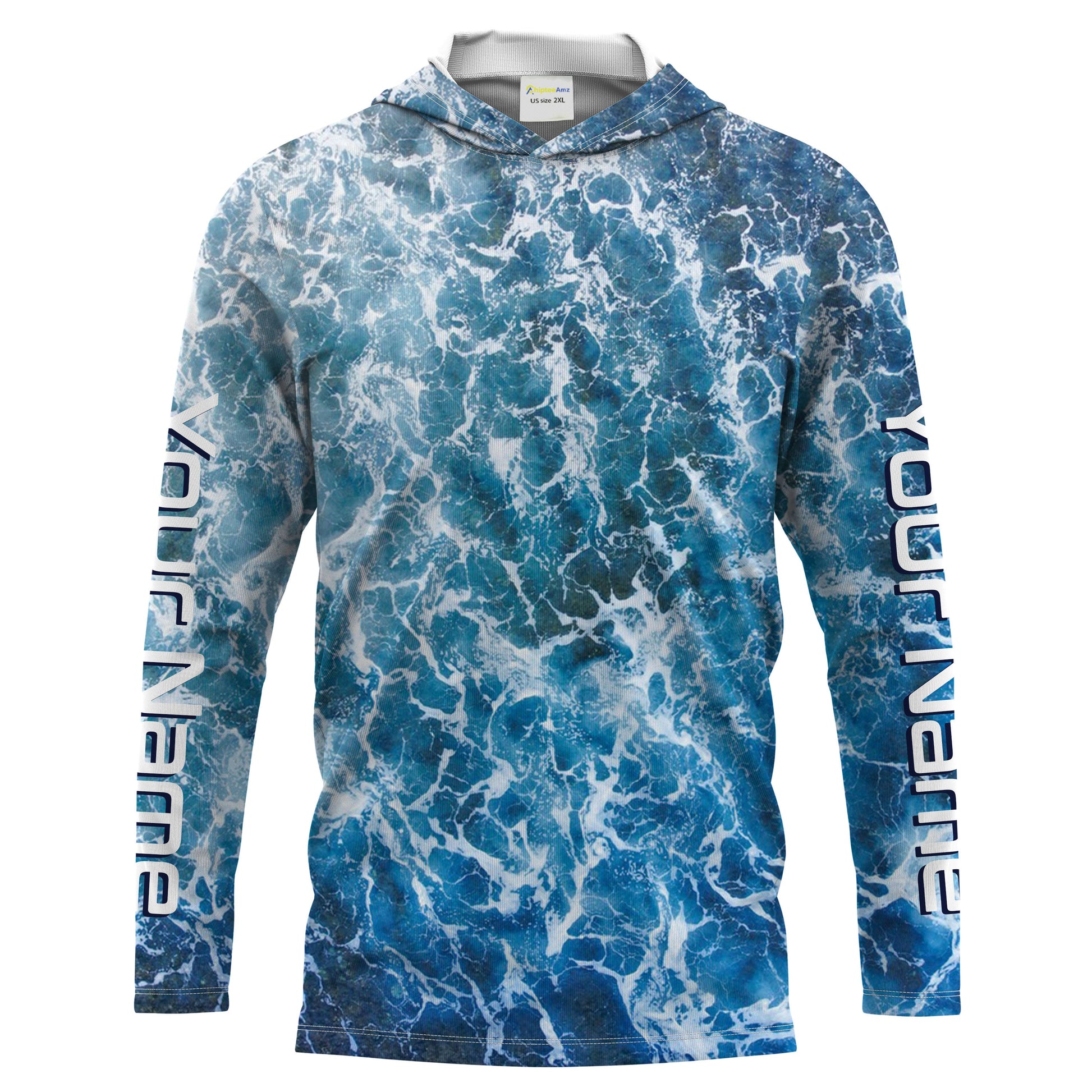Custom Saltwater Long sleeve Fishing UV Protection, Sea wave camo Fishing