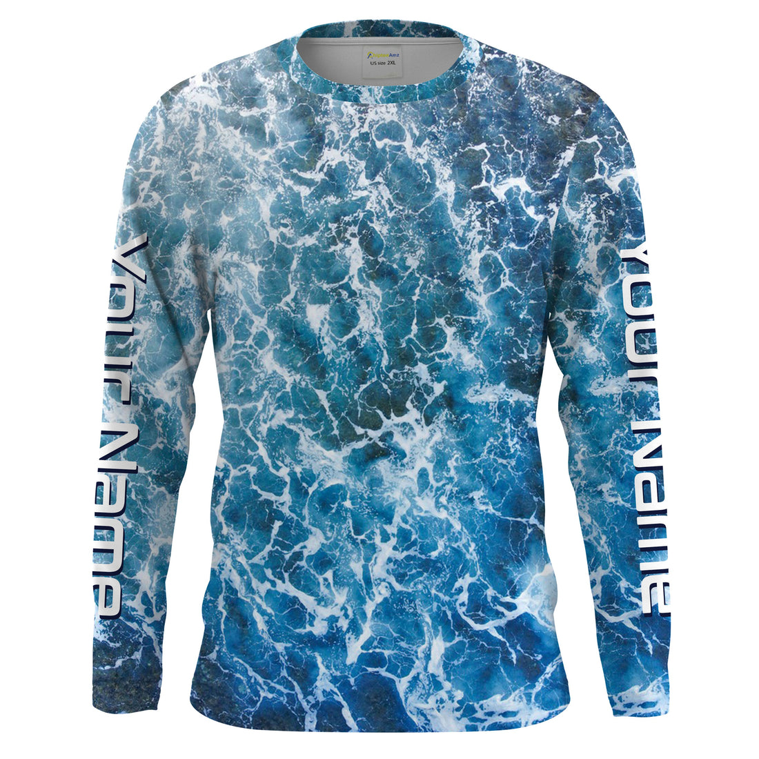 Custom Saltwater Long sleeve Fishing UV Protection, Sea wave camo Fishing