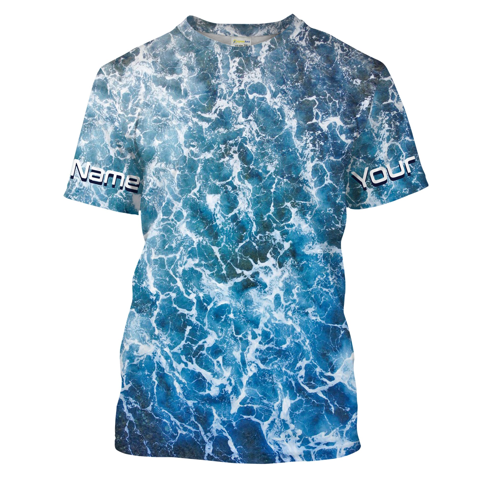 Custom Saltwater Long sleeve Fishing UV Protection, Sea wave camo Fishing