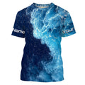 Beautiful Custom Saltwater Long sleeve Fishing UV Protection, Sea wave camo Fishing