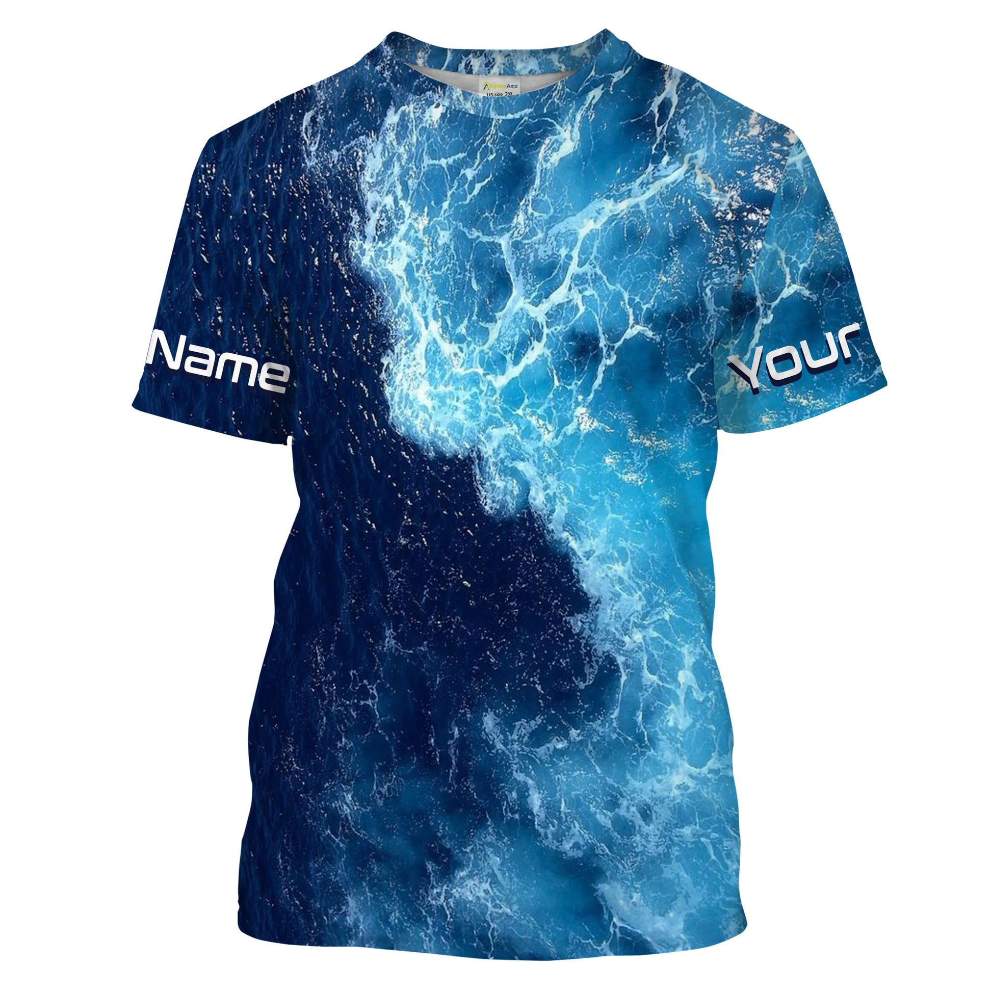 Beautiful Custom Saltwater Long sleeve Fishing UV Protection, Sea wave camo Fishing