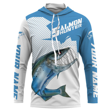 Angry Chinook King Salmon Custom Long sleeve Fishing, Salmon hunter Fishing