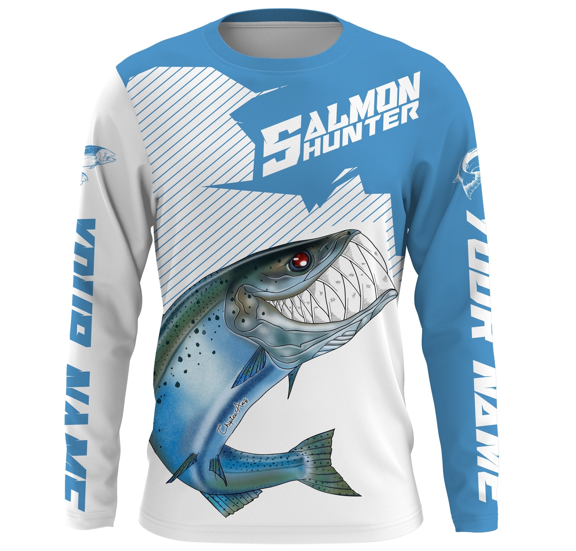 Angry Chinook King Salmon Custom Long sleeve Fishing, Salmon hunter Fishing