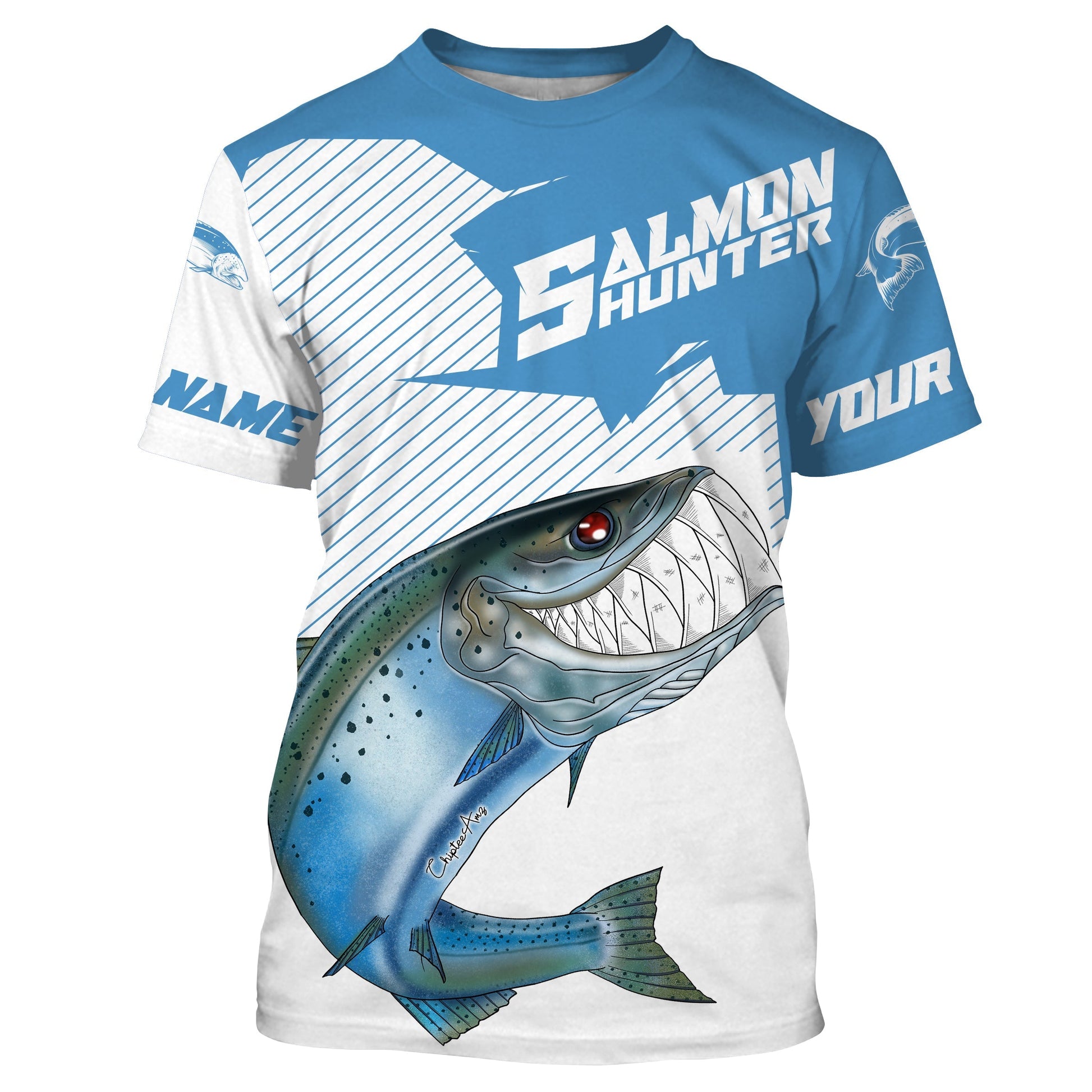 Angry Chinook King Salmon Custom Long sleeve Fishing, Salmon hunter Fishing