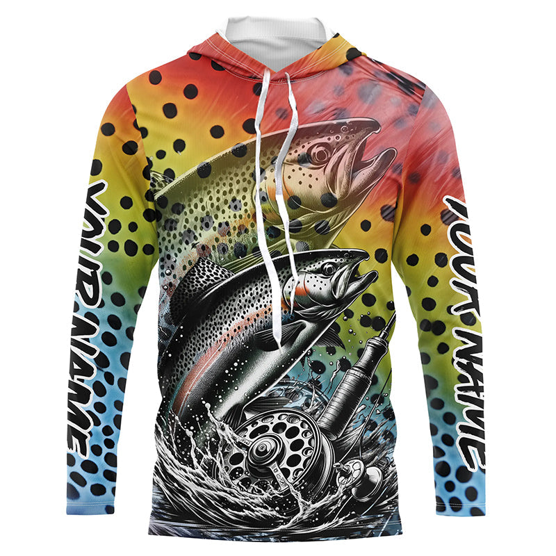 Rainbow Trout Fly Fishing Custom Long Sleeve Tournament Fishing, Trout Fishing