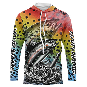 Rainbow Trout Fly Fishing Custom Long Sleeve Tournament Fishing, Trout Fishing