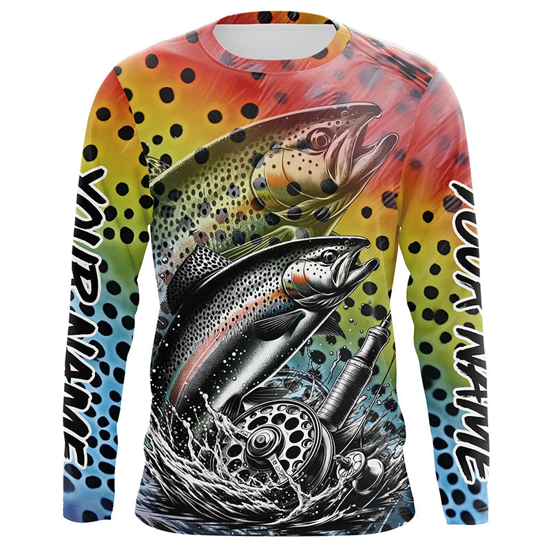 Rainbow Trout Fly Fishing Custom Long Sleeve Tournament Fishing, Trout Fishing