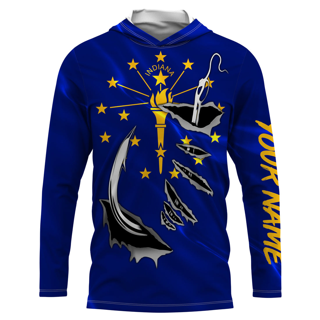 Indiana Flag 3D Fish Hook UV Protection Custom Long Sleeve performance Fishing IPHW489