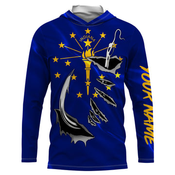 Indiana Flag 3D Fish Hook UV Protection Custom Long Sleeve performance Fishing IPHW489