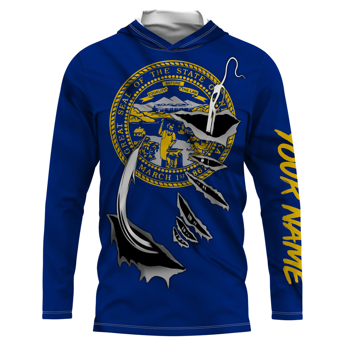 Nebraska Flag 3D Fish Hook UV Protection Custom Long Sleeve performance Fishing IPHW496