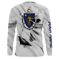Massachusetts Flag 3D Fish Hook UV Protection Custom Long Sleeve performance Fishing IPHW494