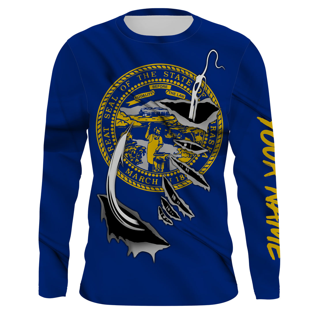 Nebraska Flag 3D Fish Hook UV Protection Custom Long Sleeve performance Fishing IPHW496