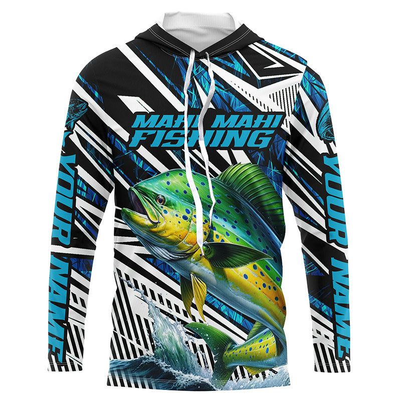 Custom Mahi Mahi Long Sleeve Tournament Fishing, Mahimahi Fishing | Blue Camo