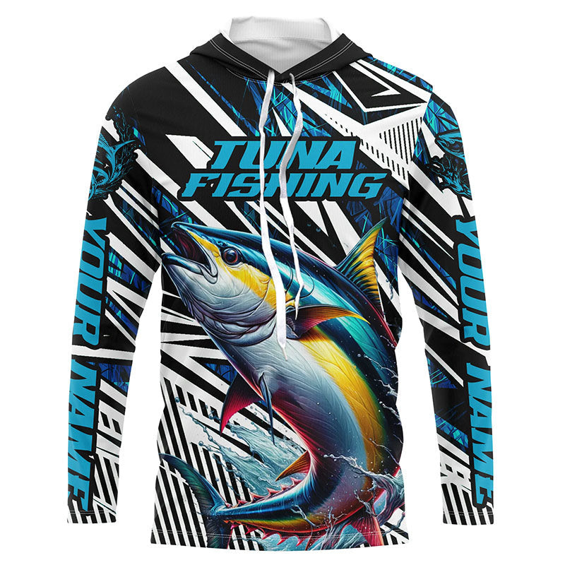Custom Yellowfin Tuna Long Sleeve Tournament Fishing, Tuna Fishing | Blue Camo