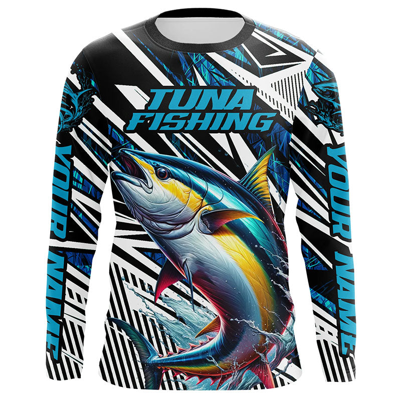 Custom Yellowfin Tuna Long Sleeve Tournament Fishing, Tuna Fishing | Blue Camo