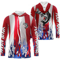 Custom 3D Flame American Flag Bass Long Sleeve Fishing, Patriotic Bass Fishing