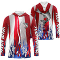 Custom 3D Flame American Flag Walleye Long Sleeve Fishing, Patriotic Walleye Fishing