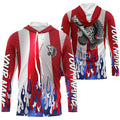 Custom 3D Flame American Flag Crappie Long Sleeve Fishing, Patriotic Crappie Fishing