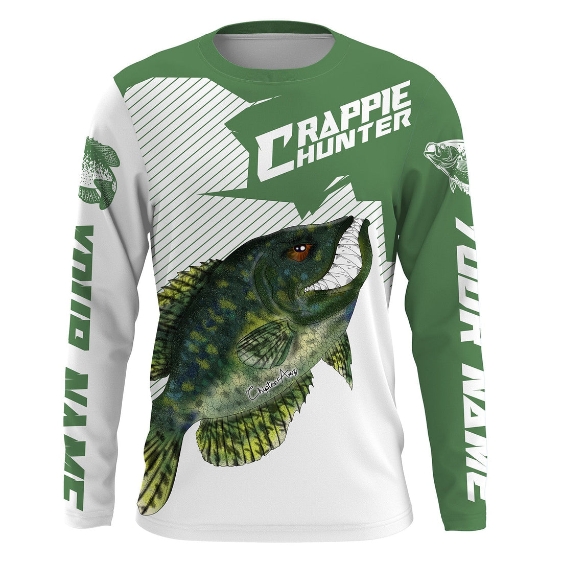 Angry Crappie Custom Long sleeve performance Fishing, Crappie hunter Fishing