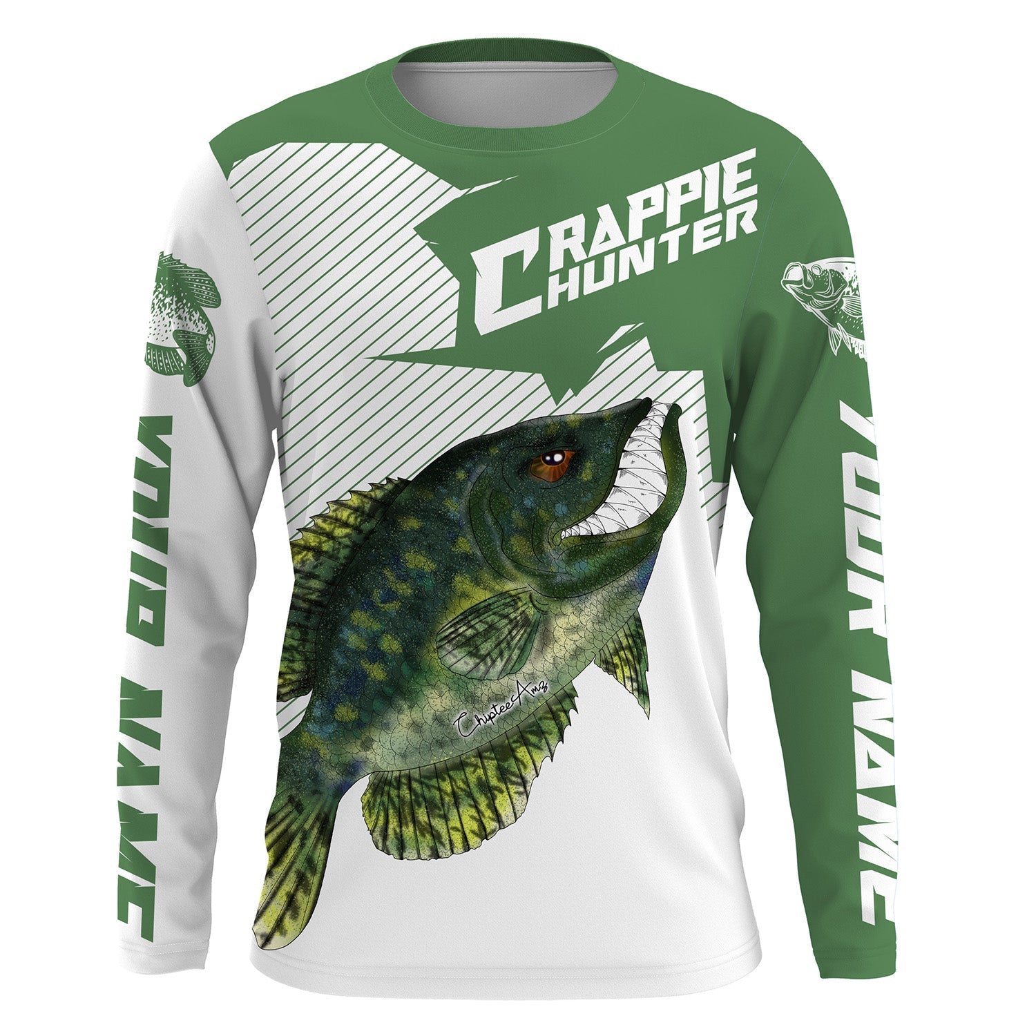 Angry Crappie Custom Long sleeve performance Fishing, Crappie hunter Fishing
