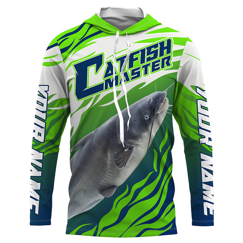River Blue Catfish Custom Long Sleeve Fishing, Catfish Tournament Fishing apparel | green