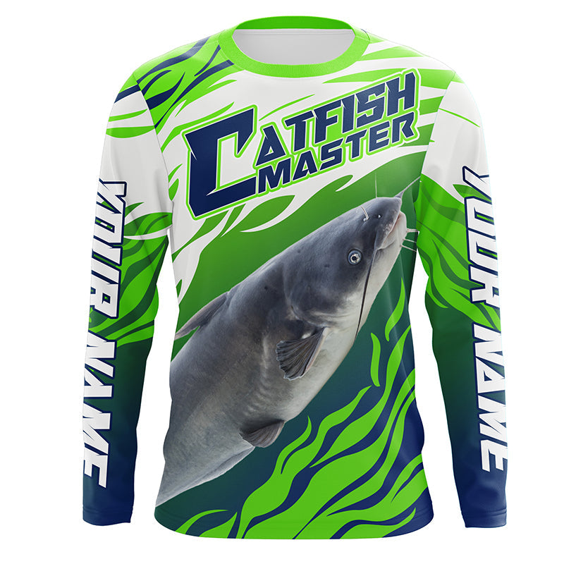 River Blue Catfish Custom Long Sleeve Fishing, Catfish Tournament Fishing apparel | green