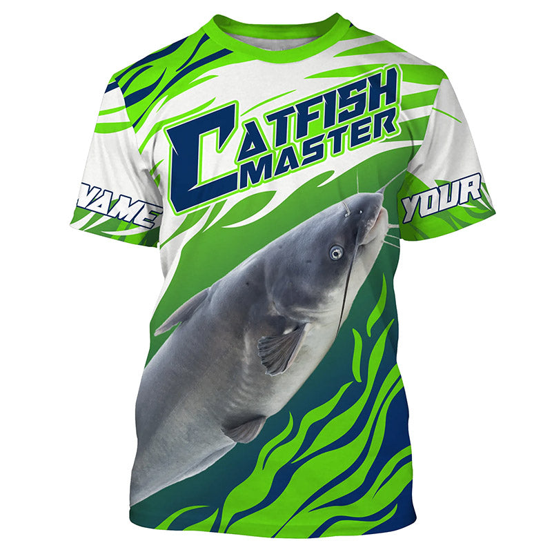 River Blue Catfish Custom Long Sleeve Fishing, Catfish Tournament Fishing apparel | green