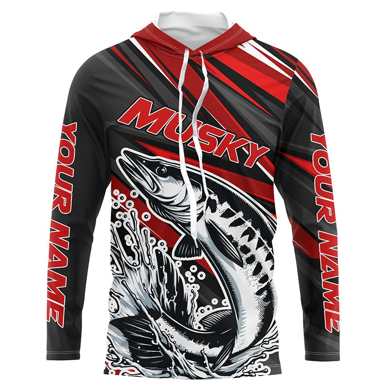 Personalized Musky Fishing, Muskie Long Sleeve Tournament Fishing | Red