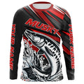 Personalized Musky Fishing, Muskie Long Sleeve Tournament Fishing | Red