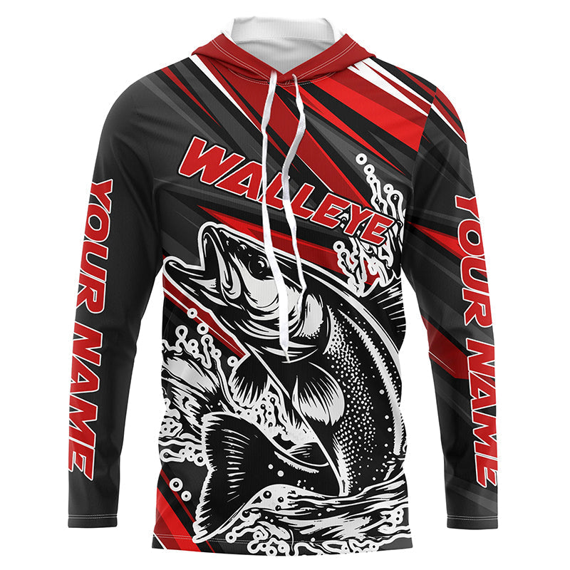 Personalized Walleye Fishing, Walleye Fishing Long Sleeve Tournament Fishing | Red