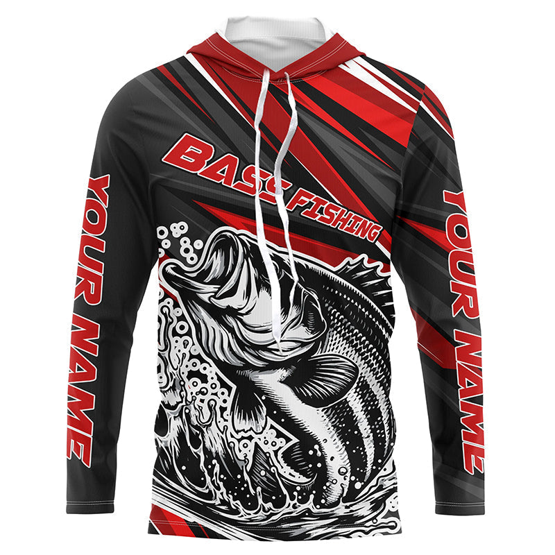 Personalized Bass Fishing, Bass Fishing Long Sleeve Tournament Fishing | Red