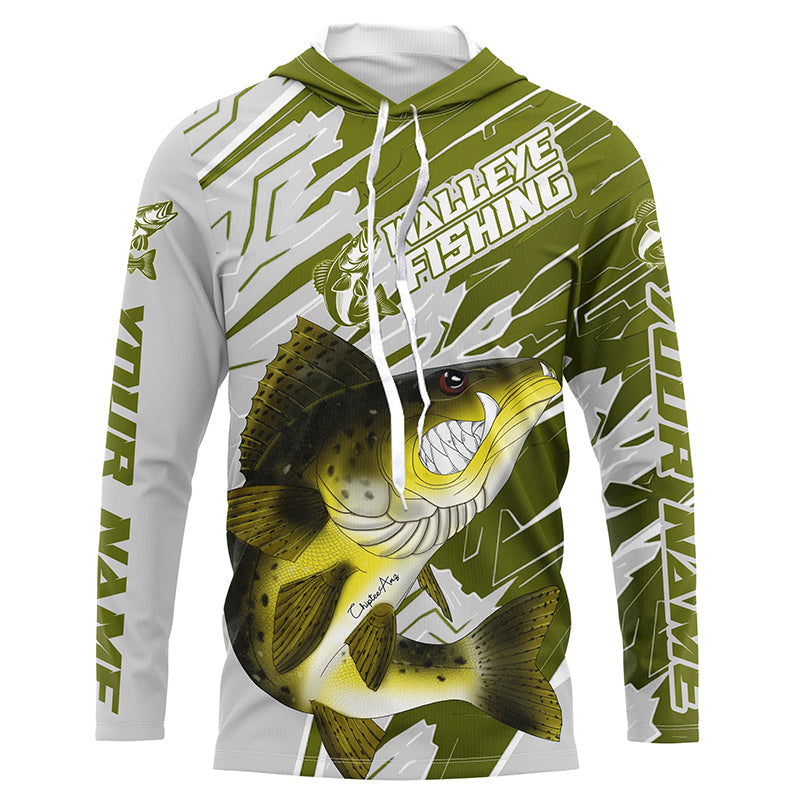 Angry Walleye Custom Long Sleeve Tournament Fishing, Walleye Fishing