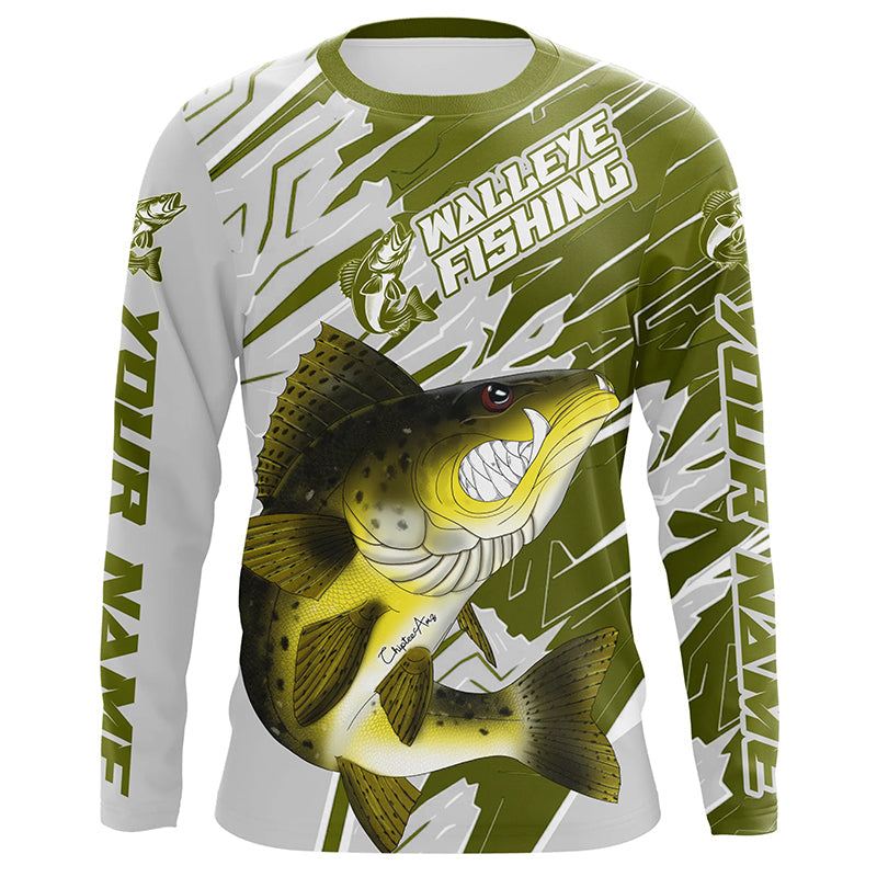 Angry Walleye Custom Long Sleeve Tournament Fishing, Walleye Fishing