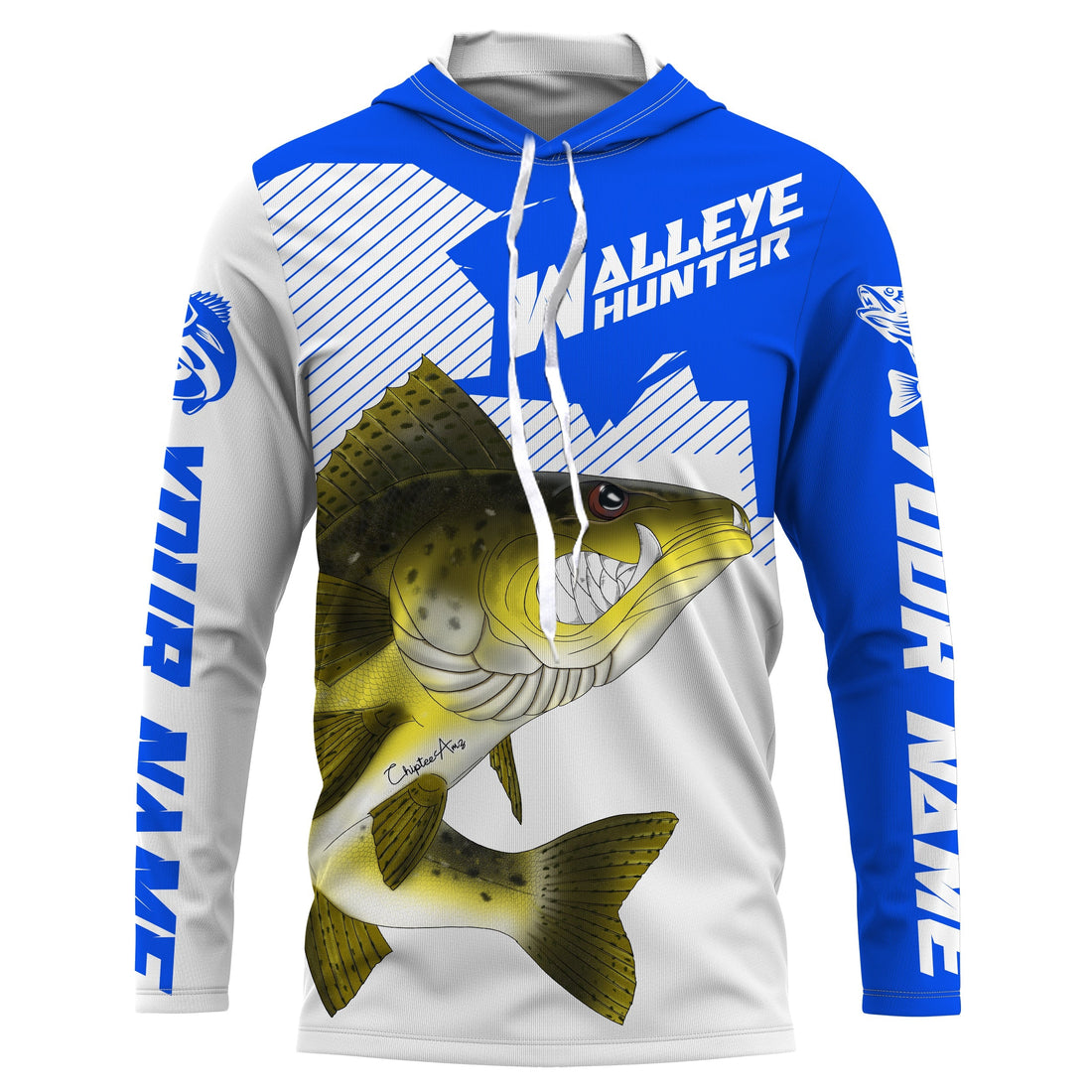 Angry Walleye Custom Long sleeve performance Fishing, Walleye hunter Fishing | blue
