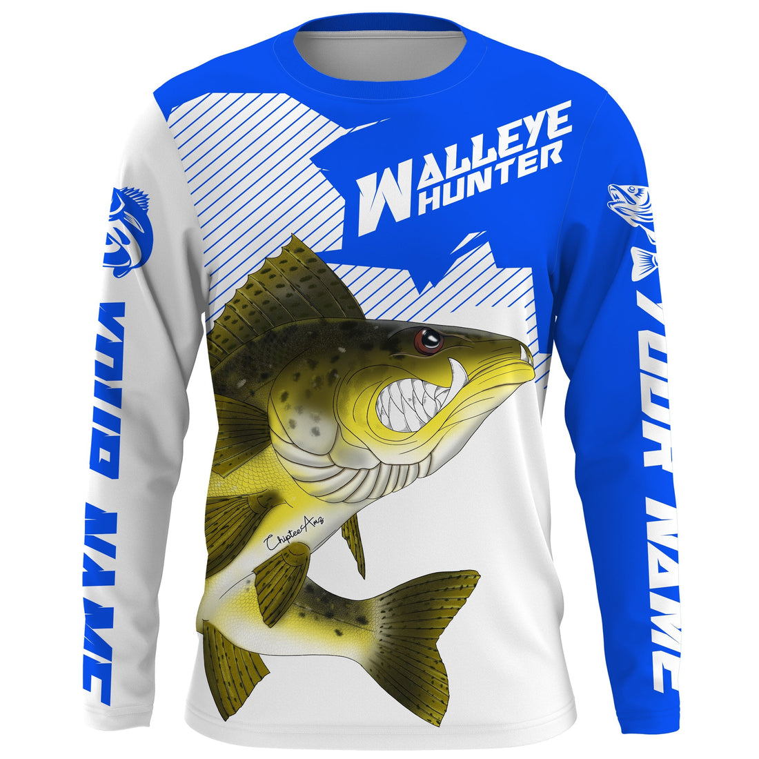 Angry Walleye Custom Long sleeve performance Fishing, Walleye hunter Fishing | blue