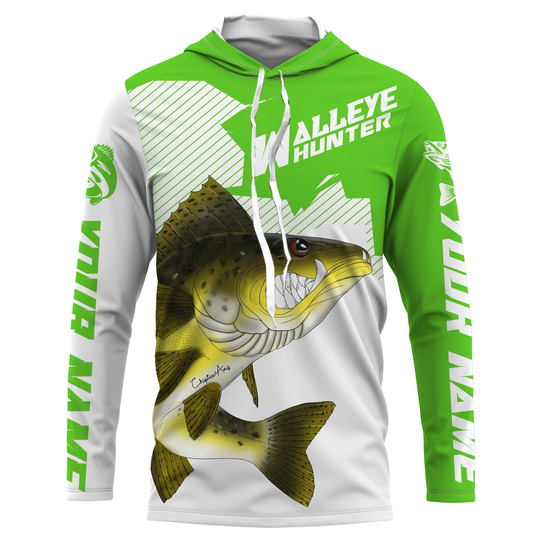 Angry Walleye Custom Long sleeve performance Fishing, Walleye hunter Fishing | green