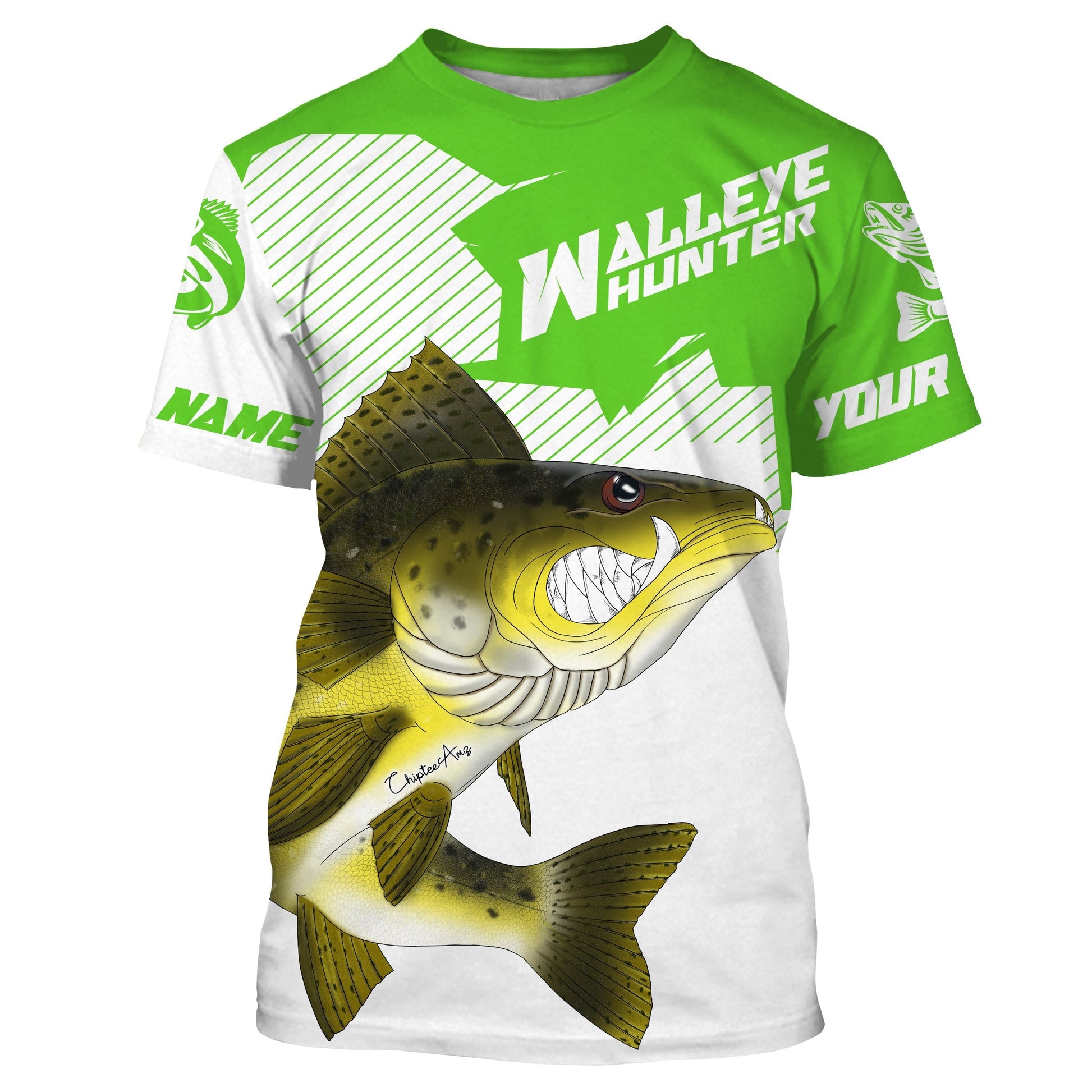 Angry Walleye Custom Long sleeve performance Fishing, Walleye hunter Fishing | green