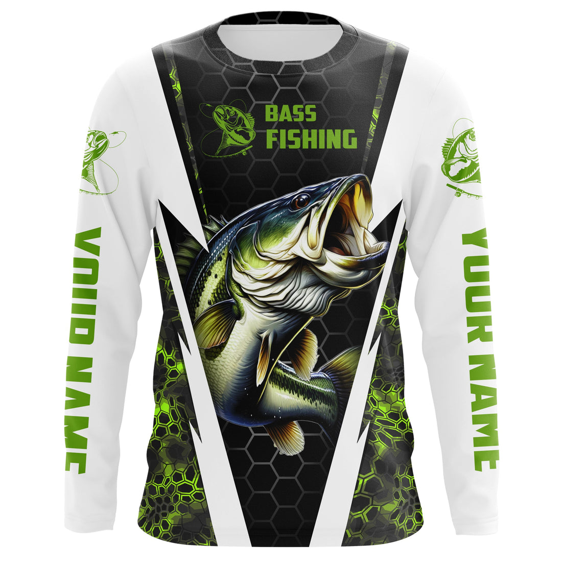 Personalized Bass Fishing, Bass Fishing Long Sleeve Fishing tournament | green camo