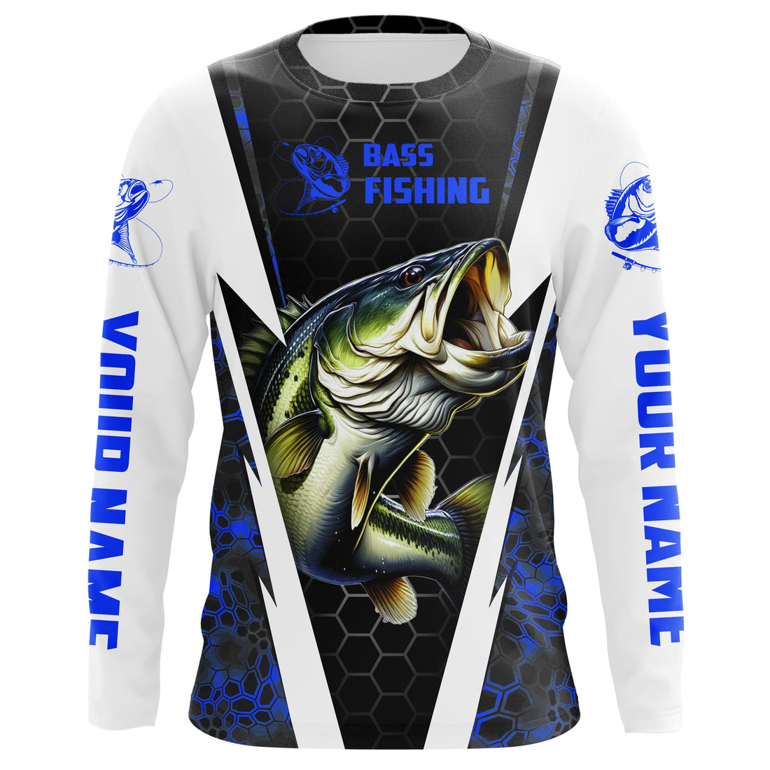 Personalized Bass Fishing, Bass Fishing Long Sleeve Fishing tournament | blue camo