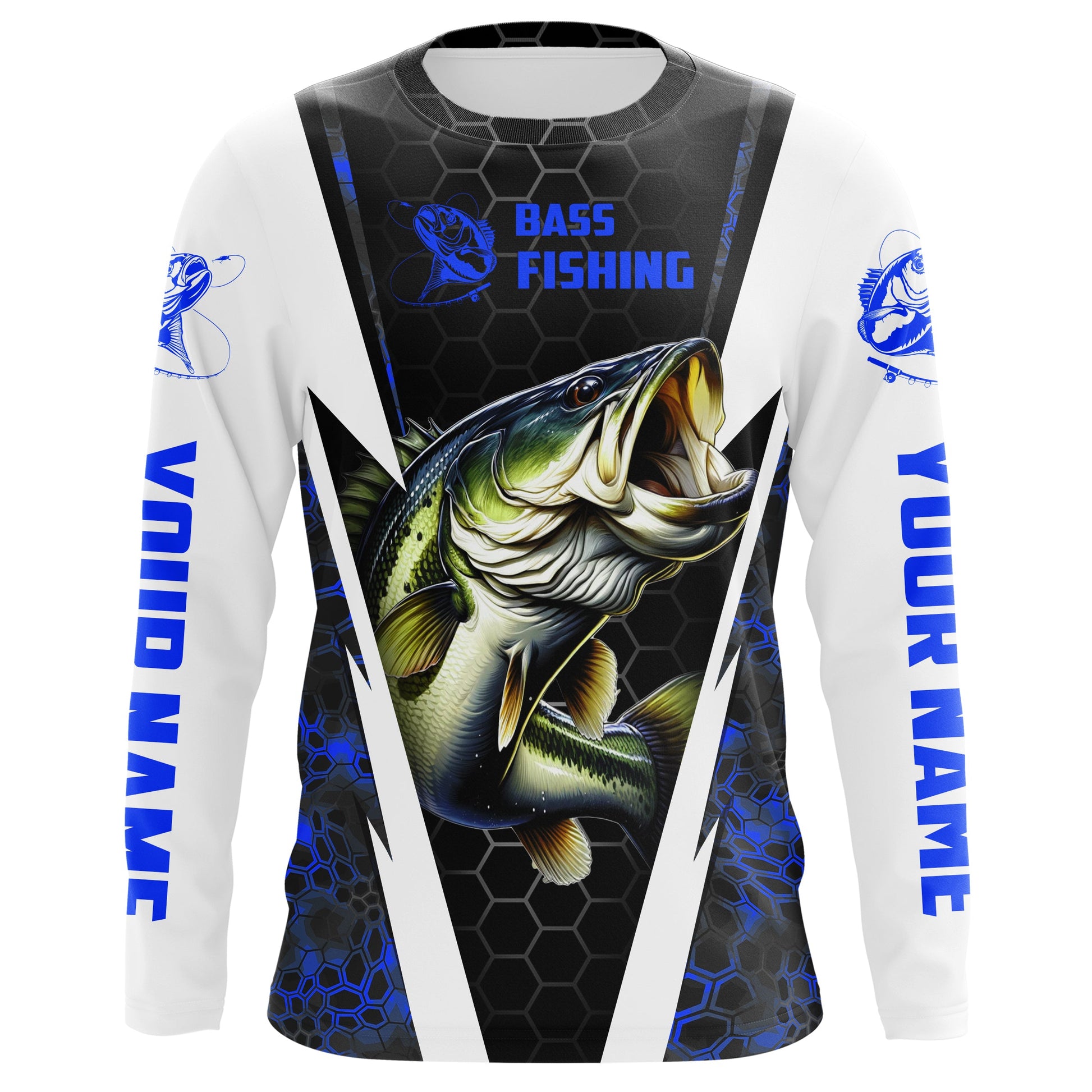 Personalized Bass Fishing, Bass Fishing Long Sleeve Fishing tournament | blue camo