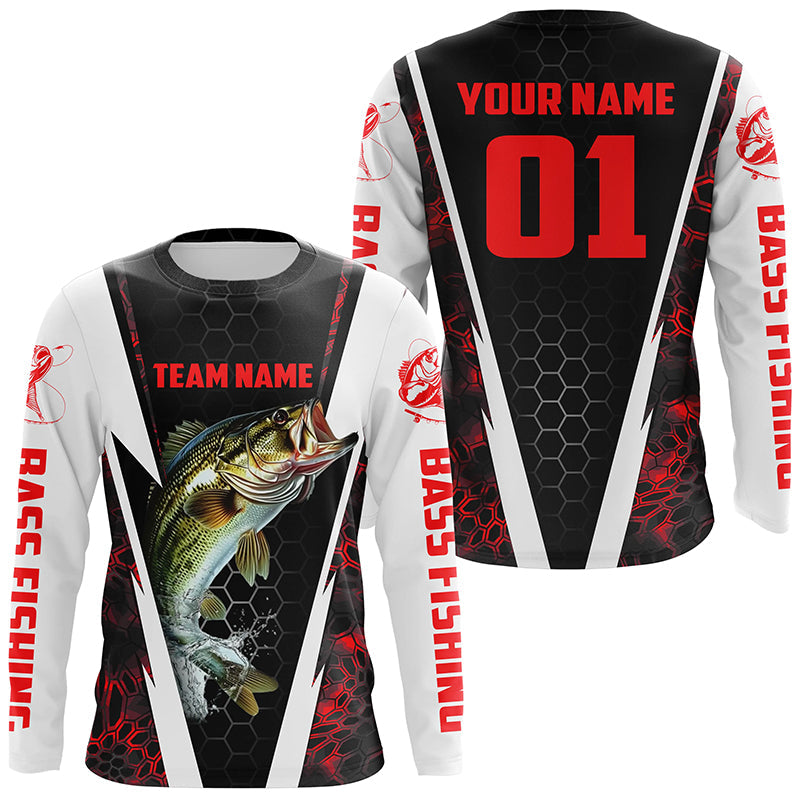 Personalized Bass Fishing Sport, Bass Fishing Long Sleeve Tournament | Red Camo