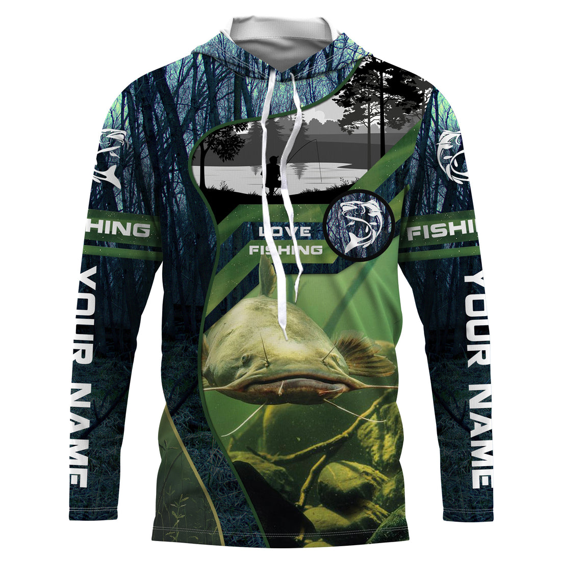 Catfish Custom Long Sleeve performance Fishing, Catfish Fishing