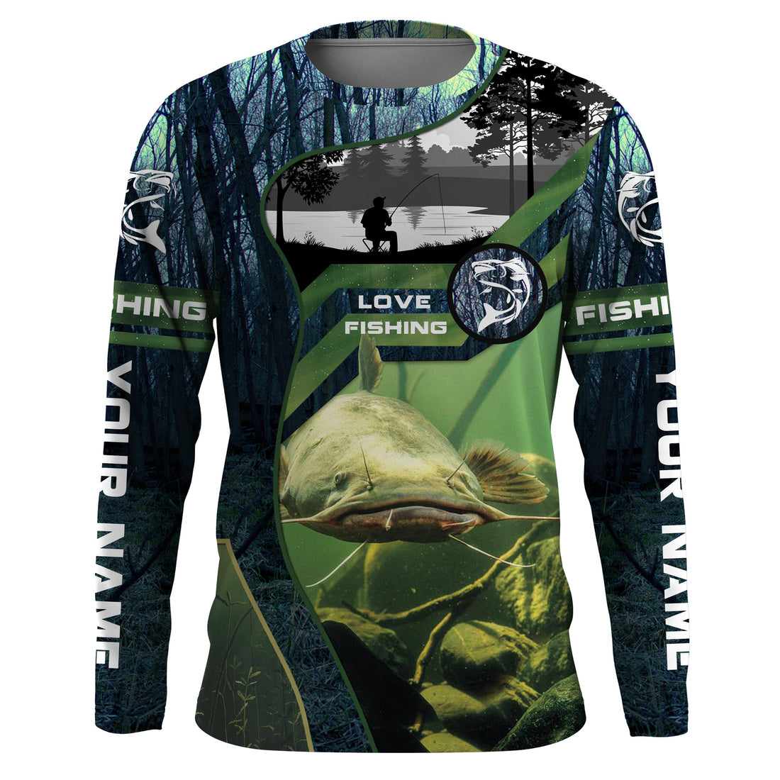 Catfish Custom Long Sleeve performance Fishing, Catfish Fishing