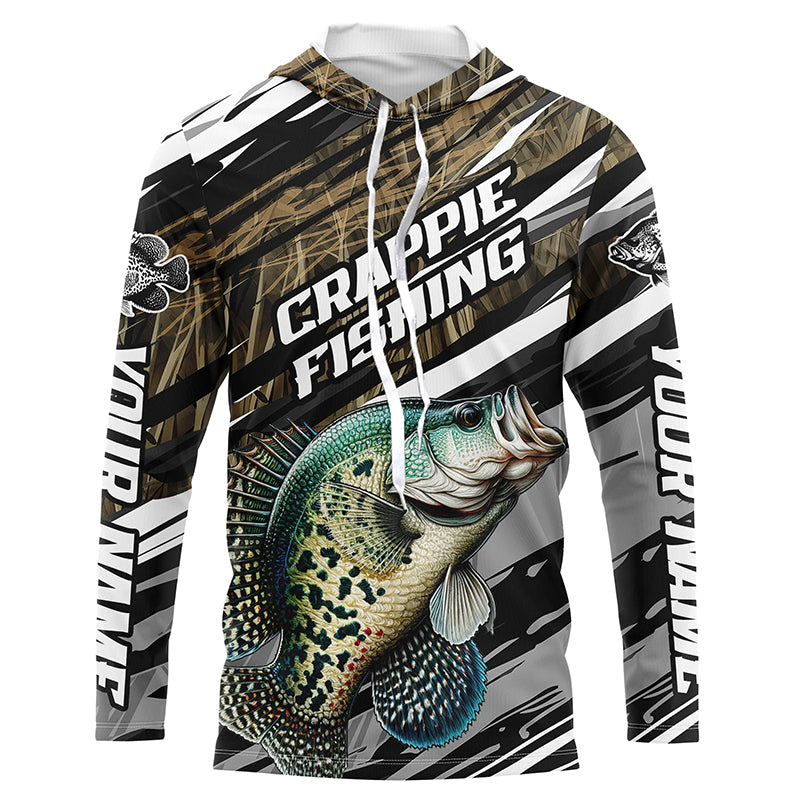 Crappie Fishing Camo Long Sleeve Fishing, Custom Crappie Tournament Fishing
