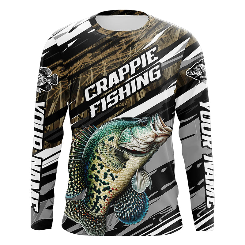 Crappie Fishing Camo Long Sleeve Fishing, Custom Crappie Tournament Fishing