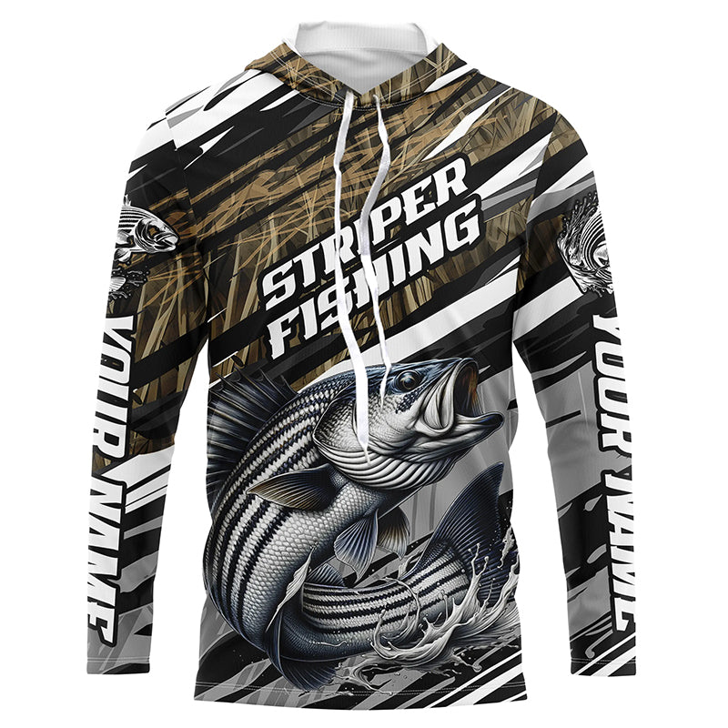 Striped Bass Fishing Camo Long Sleeve Fishing, Custom Striper Tournament Fishing