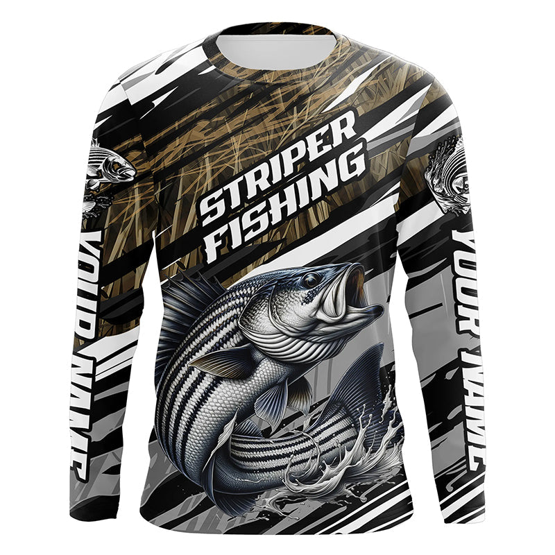 Striped Bass Fishing Camo Long Sleeve Fishing, Custom Striper Tournament Fishing