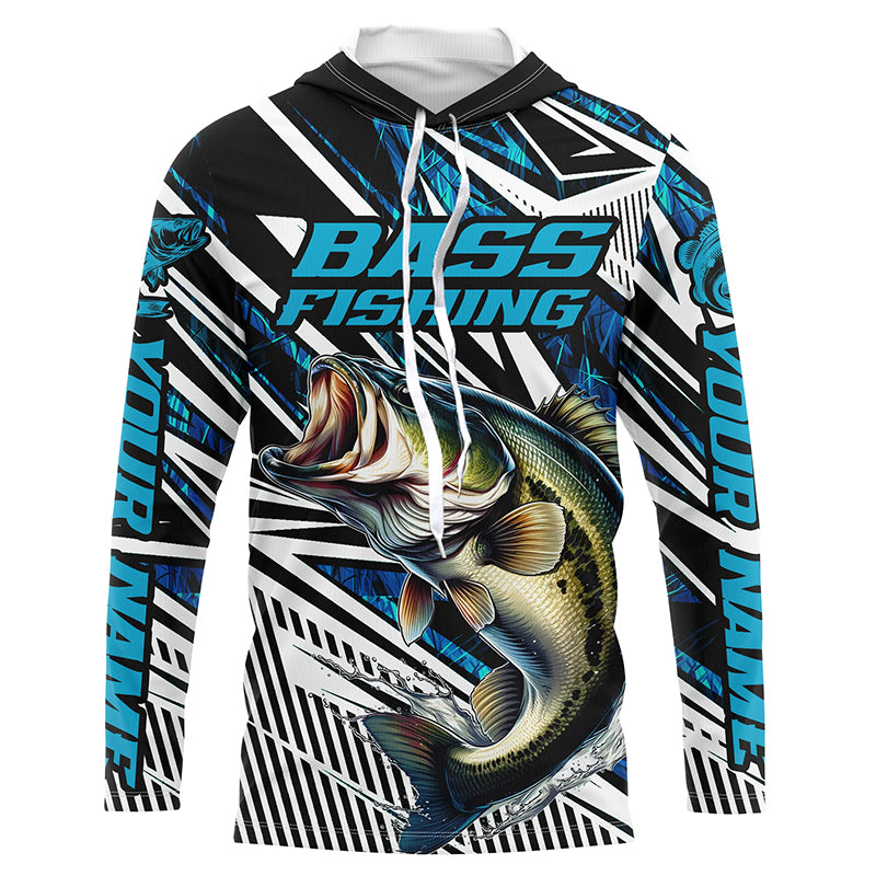 Custom Bass Fishing Camo Long Sleeve Tournament Fishing, Bass Fishing | Blue