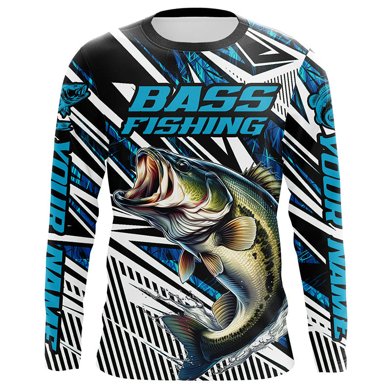 Custom Bass Fishing Camo Long Sleeve Tournament Fishing, Bass Fishing | Blue