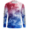 Red, White And Blue Smoke Long Sleeve Performance Fishing, Patriotic Fishing